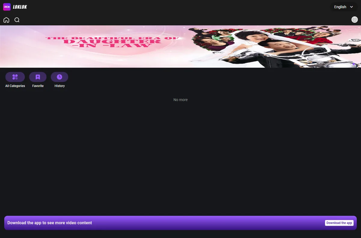 Tampilan beranda Loklok web pada browser desktop