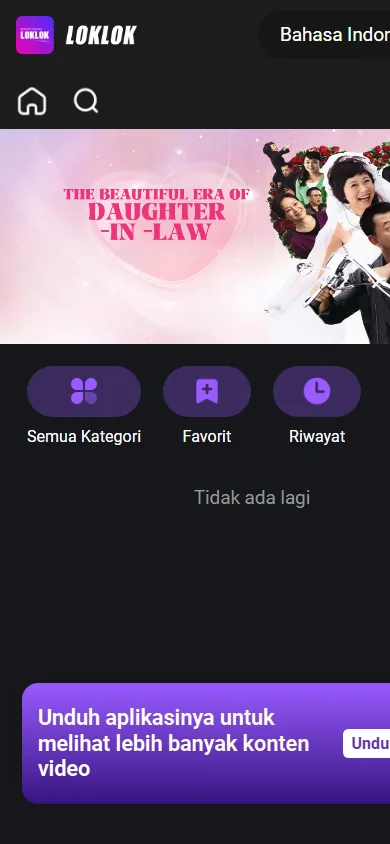 Tampilan Loklok web pada layar ponsel