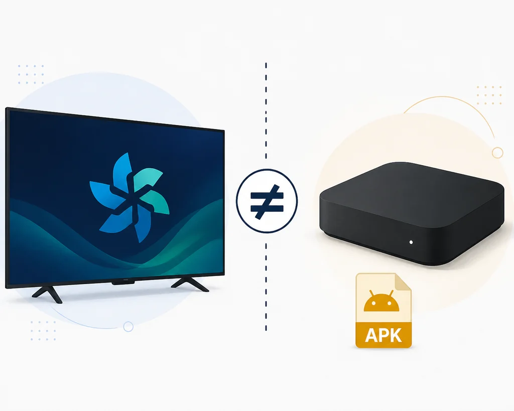 삼성 Tizen과 Android TV에서 LOKTV 호환성을 설명하는 비교 그림