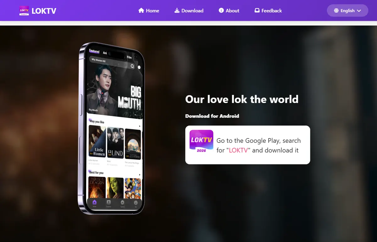 Página Android oficial do LOKTV orientando a procurar LOKTV no Google Play
