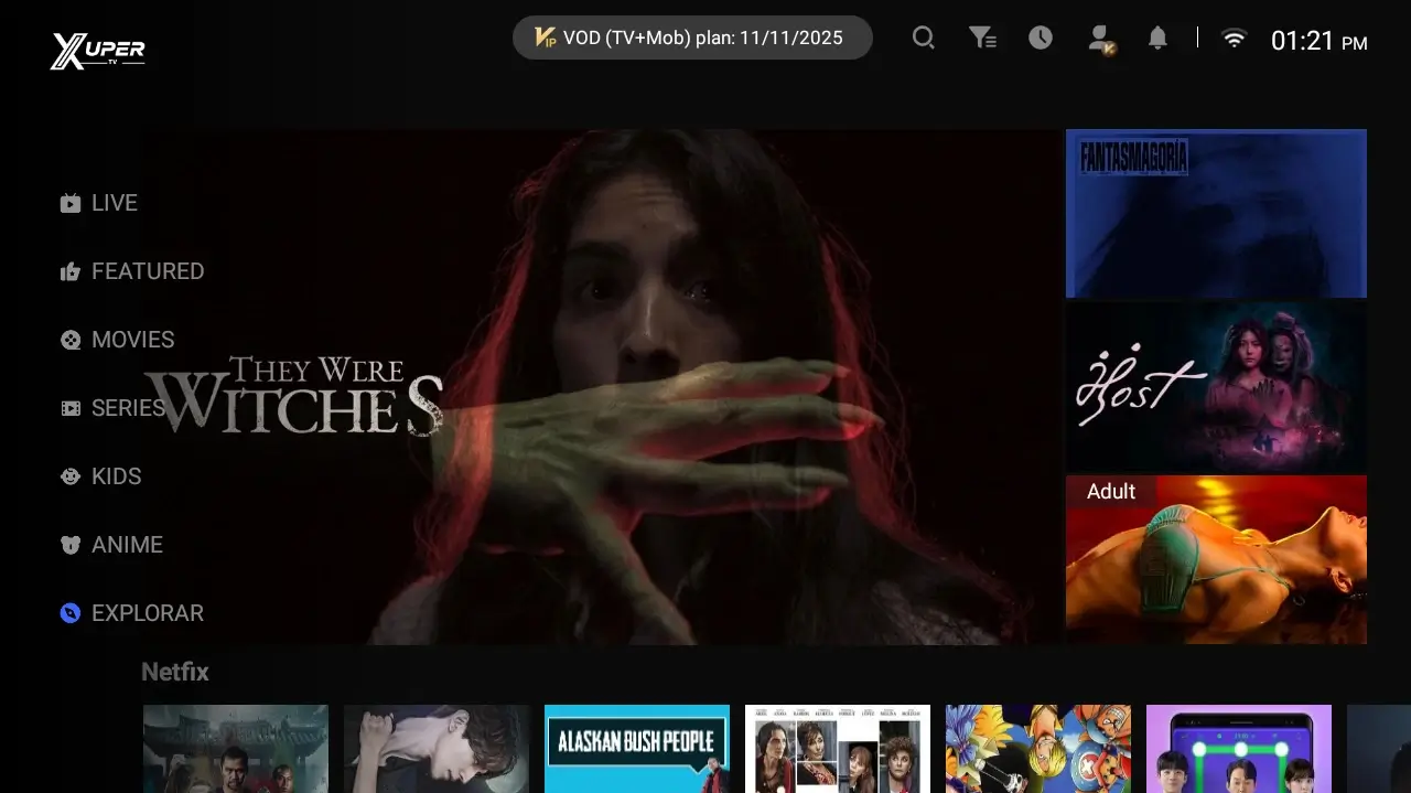 Streaming app home screen on TV used for checking Firestick big-screen layout